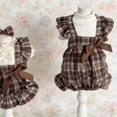 ワンちゃんにも可愛いチェック柄ワンピース