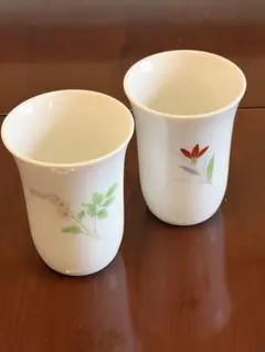 たち吉 ぐい呑み お猪口2客セット 草花模様 陶器