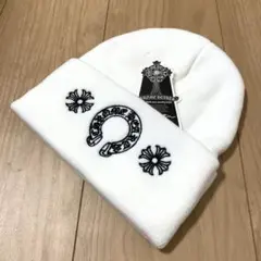 １点のみニット帽ビーニー帽子クロムロゴキャップホワイト