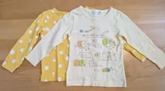 95サイズ相当 イエロー 長袖ロンT 2枚セットすみっコぐらしと水玉