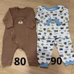 ユニクロ/ベビーパジャマ２着セット/サイズ80＆90/キルティング