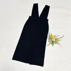 【ジーユー】ニットジャンパードレス ワンピース ノースリーブ ブラック L ○