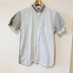 フレッドペリー　メンズMサイズ ストライプ 半袖シャツ ポロシャツ　襟付き