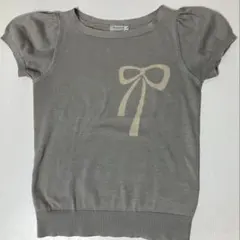 アナトリエ　リボンモチーフ グレー 半袖ニット