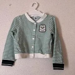 PETIT BATEAU プチバトー　緑ボーダー　カーディガン　95cm キッズ