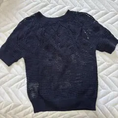 最終価格！23区❤︎透かし編みネイビーコットンニット⭐︎超美品！のサムネイル