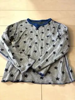 プチバトー星柄長袖カットソー グレー/ネイビー