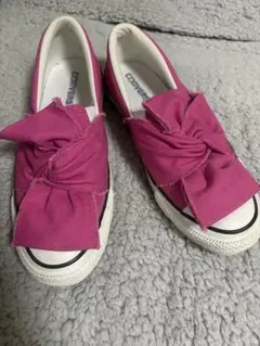 CONVERSE ALL STAR ピンク リボン付きスニーカー
