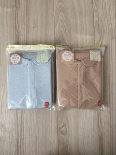 新品UNIQLO キルトカバーオール70cm 2枚セット ブルー ブラウン 無地