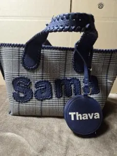 Samantha Thavasa コインケース付き トートバッグ 紺色 チェック