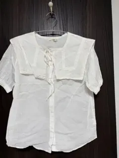 NICE CLAUP 襟付き　ブラウス　レース　半袖