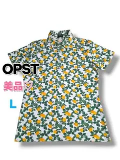 【OPST】古着♡美品 ゴルフウェアレモン柄 ポロシャツ Lサイズ　半袖のサムネイル