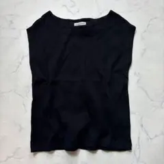 イネド　ノースリーブ　リブカットソー　【M】9　ブラック　コットン　ベスト