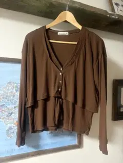 SEA ROOM LYNN 長袖ブラウンカーディガン