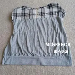 タイムセール❣️McGREGOR チェック柄×グレー異素材ブラウス七分袖Mサイズ