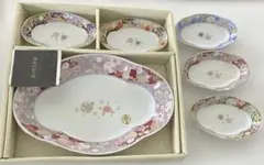 【新品未使用】中村勘三郎　食器 6点セット　華ちりめん　大皿 ×1小皿×5のサムネイル