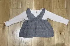 チェック　重ね着風トップス　110センチ