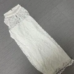 韓国/ホワイトレースタイトドレス