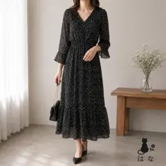 ホッピン HOTPING カシュクールティアードワンピース ロング ドット Fのサムネイル