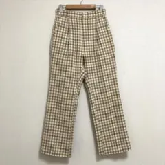 ローリーズファーム LOWRYSFARM チェック スラックス M ベージュ系