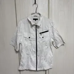 ホワイト 半袖シャツ L 綿100%