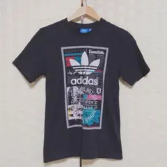 アディダス　黒　プリント　Tシャツ　ランニング　スポーツウェア 　ユニセックス