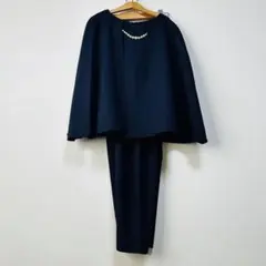 ネイビー パール装飾 ケープタイプパンツ セットアップ Ｍサイズ