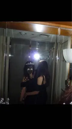 パフスリーブ パーティードレス黒 小物4点セット