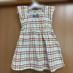 ミキハウス チェック柄 ノースリーブワンピース 100