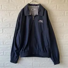 FILAナイロンジャケット ネイビー 背面ビッグロゴ 90s風 メンズM