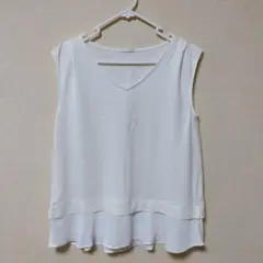 新品GUホワイト Vネック ノースリーブチュニック