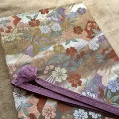 桜の唐織袋帯と、紫の帯締めセット　お花見にも