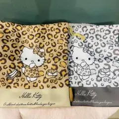 ハローキティ 小物入れ袋 巾着 ヒョウ柄 2個セット