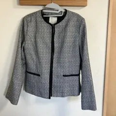 ツイード ノーカラー ジャケット レディース　Ｌサイズ