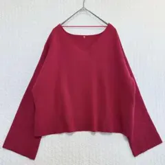 ジーユー♦︎Vネックニット セーター ピンク S ゆったり シンプル 春カラー