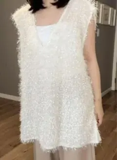 【新品】ammy × Lutique フェザーベスト　しまむら　あみー　ホワイト