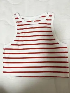 H&M ストライプ クロップドタンクトップ M