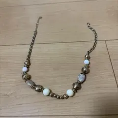 ホワイトゴールドビーズチェーンネックレス