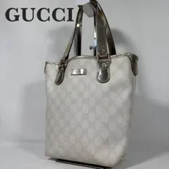 GUCCI グッチ ハンドバッグ トートバッグ 肩掛け GG柄 PVC ホワイト