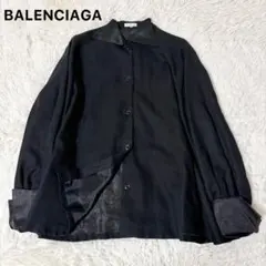バレンシアガ ビッグシルエット 異素材 デザインシャツ 38 ブラック シアーのサムネイル