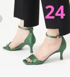 新品 24cm Le Talon ストラップサンダル　ミュール 緑　グリーン