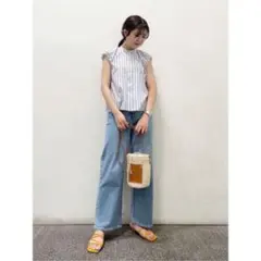 2023SS【N.】バルーンノースリーブブラウス　ストライプブラウス　SIZEM