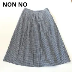 NON NO コットン リネン ギンガムチェックスカート 国旗刺繍 インディゴ染のサムネイル