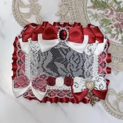 硬質ケースデコ 痛ロゼット トレカケース 赤×白