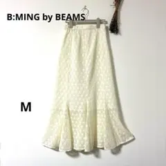 ビームス　レディ-ス　M 総レースロングスカート　白　マーメイド