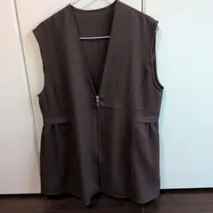 GLOBAL WORK お手入れラクラクセットアップ ジレ ブラウン L