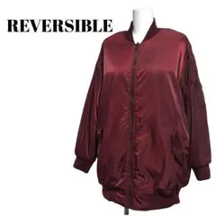 MA-1×ボア リバーシブル ロングジャケット ブルゾン 黒☆エンジ☆Mサイズ