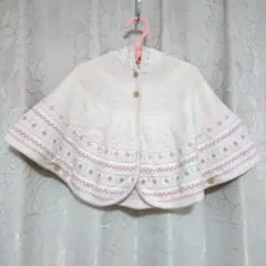 【美品】ファミリア ベビー ケープ ポンチョ マント 60 70 80 90