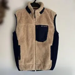 Columbia フリースベスト ベージュ/ネイビー