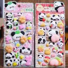 8ぷにぷに3Dぷっくりドロップ立体 デコレーションボンボンおしりパンダシール2枚